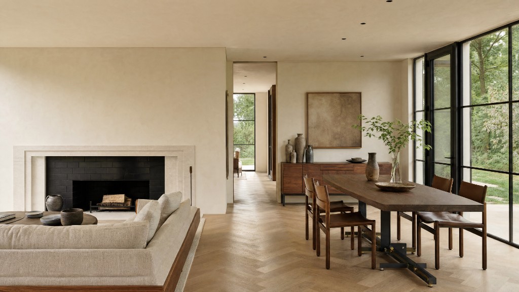 Principal living and dining rooms of the subject property